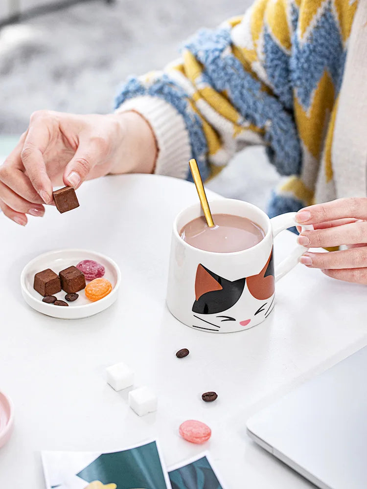 Meow Mug™ – The Cutest Cat Cup with Lid & Spoon | 300ml Ceramic Joy