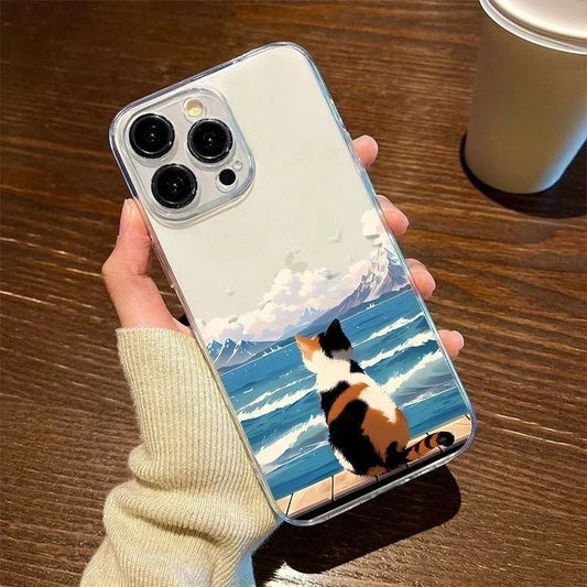 Cat & Sea Clear iPhone Case
