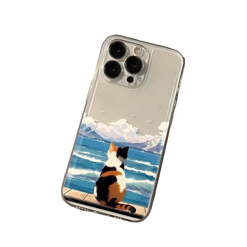 Cat & Sea Clear iPhone Case