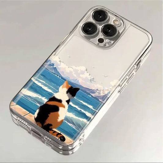 Cat & Sea Clear iPhone Case