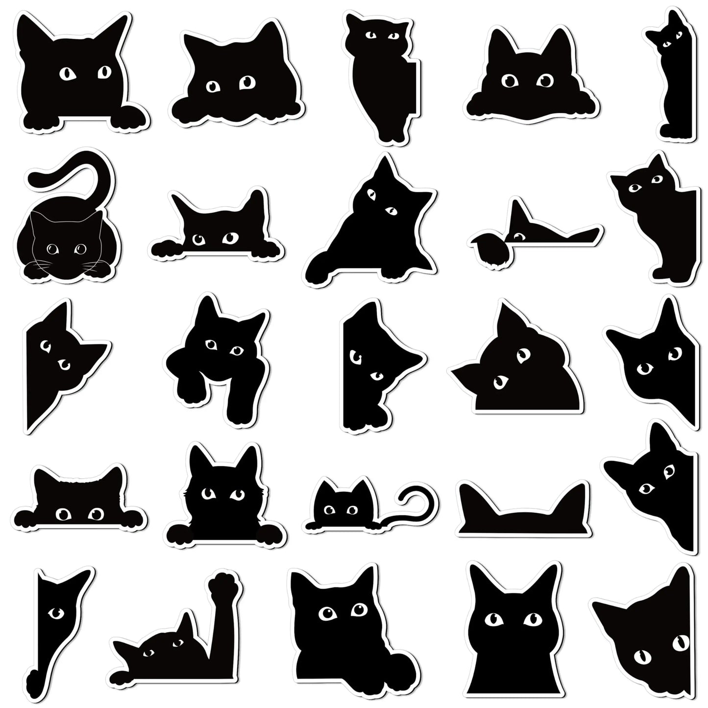 MeowMix™ – 25pcs Cute Black Cat Fridge Magnets Set | Funny & Floral Decor for Cat Lovers