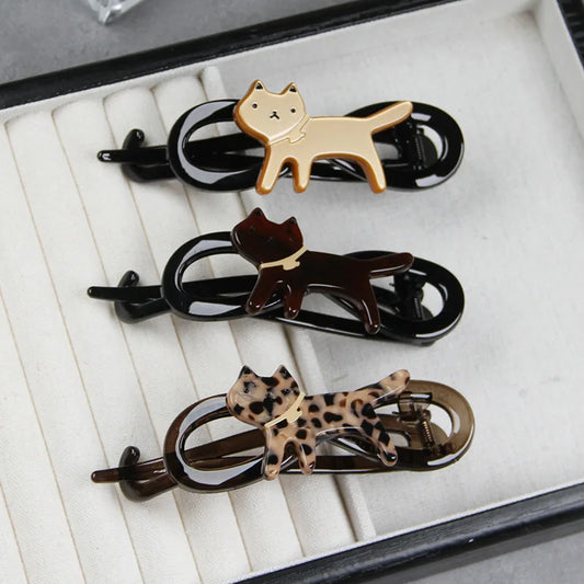 Leopard Chic Cat Hair Clip – Elegant Bun & Twist Claw for Stylish Looks